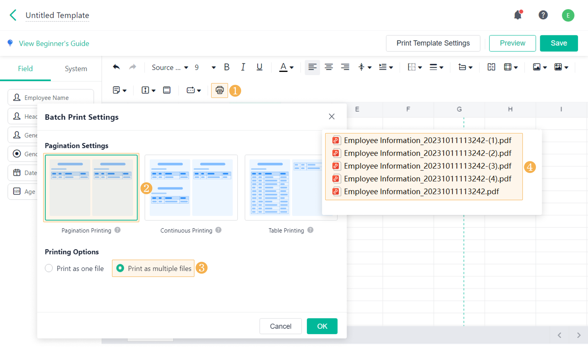 print as multiple files